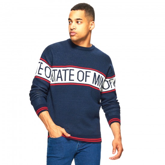 Cropp men's sweater navy blue color "State of mind"