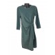 Reserved women's dress, green color, glossy with strap on the waist