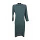 Reserved women's dress, green color, glossy with strap on the waist