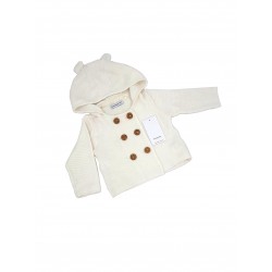 Reserved kids white color sweater with hood, front buttons UD374-01X