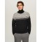 Reserved men's sweater, black color with white / gray color ornament, long sleeves